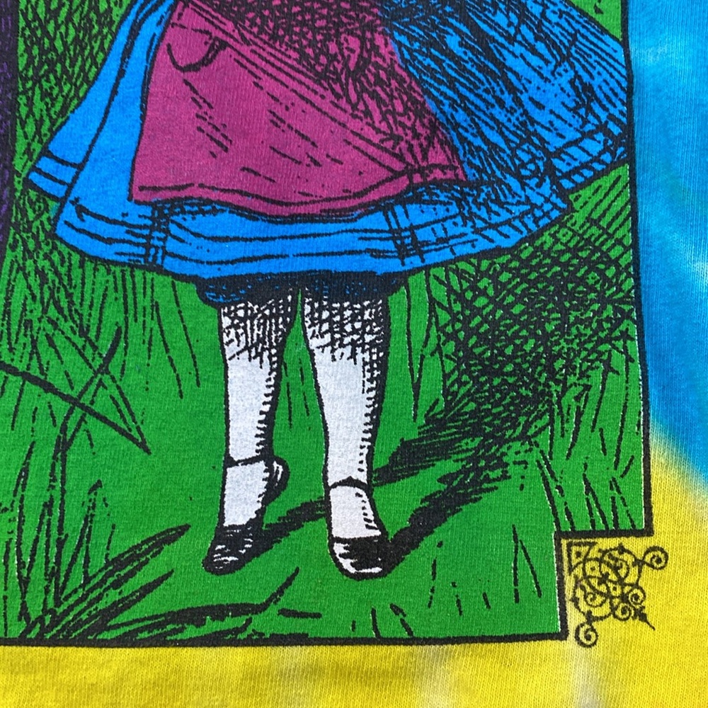Alice in Wonderland Double Sided Vintage Tie Dye Long Sleeve Gildan Shirt XL - Picture 7 of 16